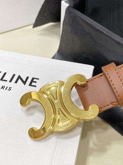 CL LARGE 30 MM TRIOMPHE BELT IN BRONZE BROWN GOLD HARDWARE