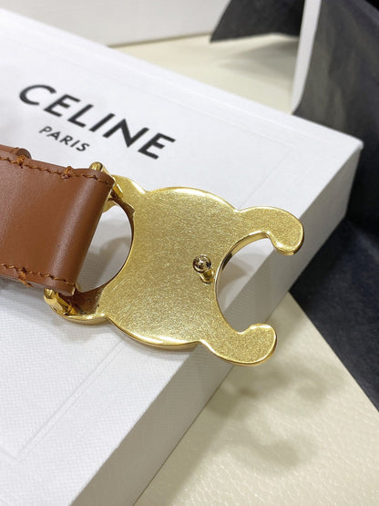 CL LARGE 30 MM TRIOMPHE BELT IN BRONZE BROWN GOLD HARDWARE
