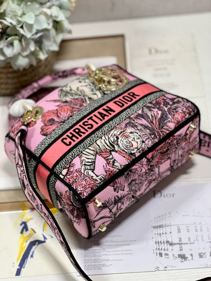 CD Elephant Pink 24 Lady Dior Bag Canvas 336676