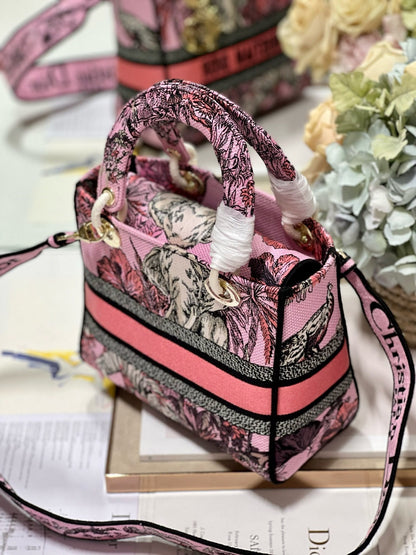 CD Elephant Pink 24 Lady Dior Bag Canvas 336676