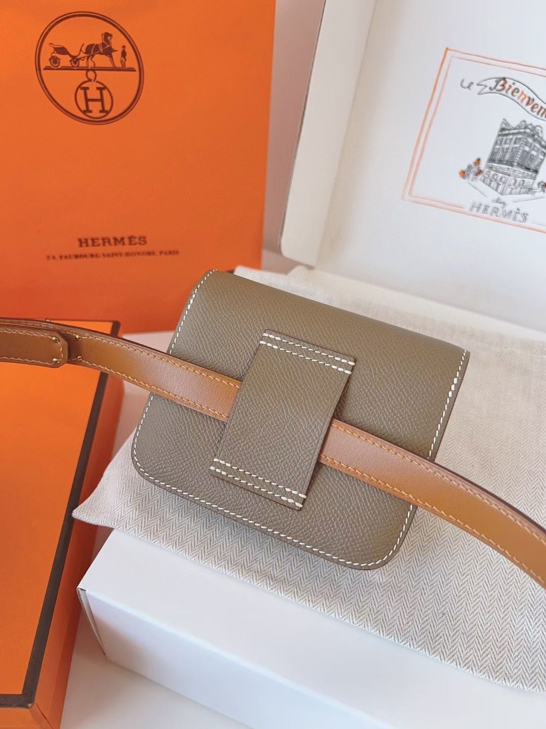 hm kelly belt 18mm with constance slim grey epsom gold hardware