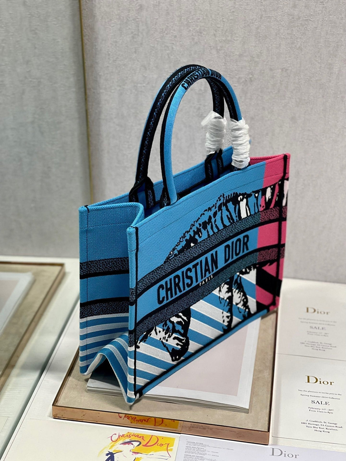 CD Zebra Book Tote Bag Blue Canvas 336519