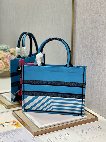CD Zebra Book Tote Bag Blue Canvas 336519