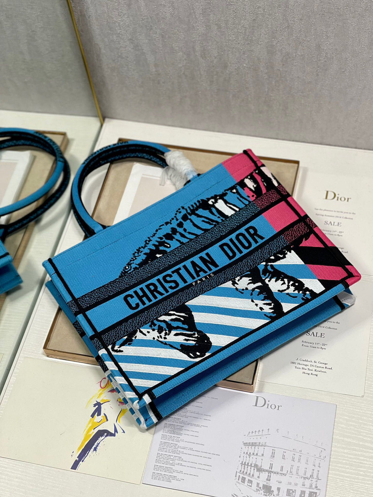 CD Zebra Book Tote Bag Blue Canvas 336519