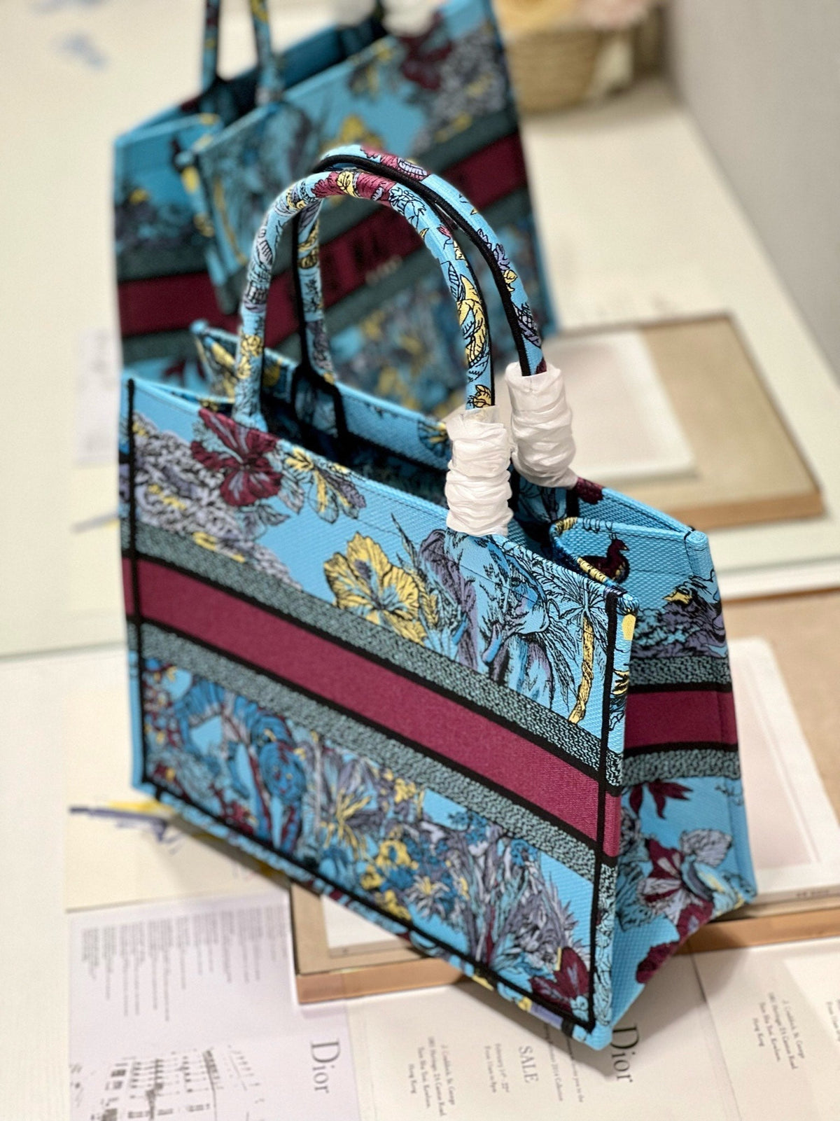 CD Elephant Blue Book Tote 36cm Bag Canvas 336549