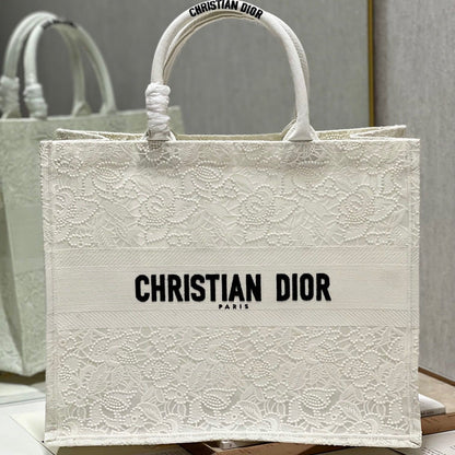 CD Mesh White Book Tote 42cm Bag Canvas 336561