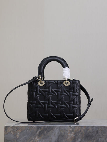 Lady Bag 20cm Black Graphic Lambskin