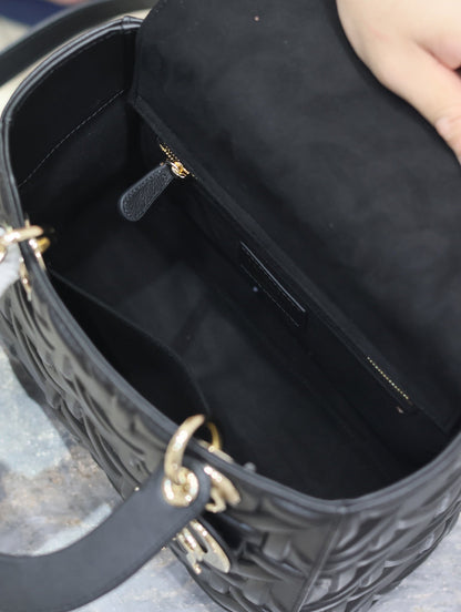 Lady Bag 20cm Black Graphic Lambskin