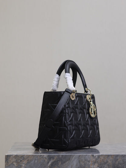 Lady Bag 20cm Black Graphic Lambskin