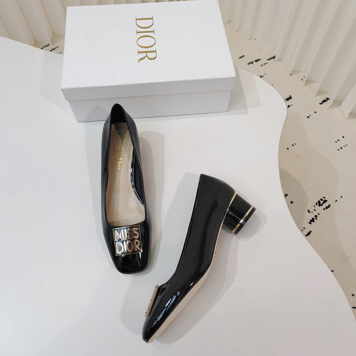 Miss Dior Pump 40mm In Glossy Black Cowhide 111368