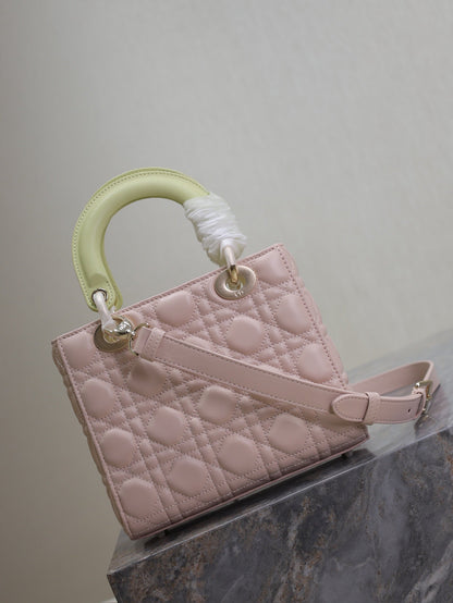Lady Bag 17cm Pink Pale Green Lambskin