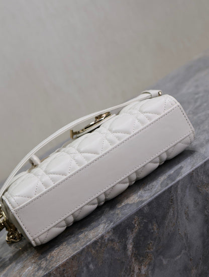Lady D-Joy Bag 22 White Black Lambskin