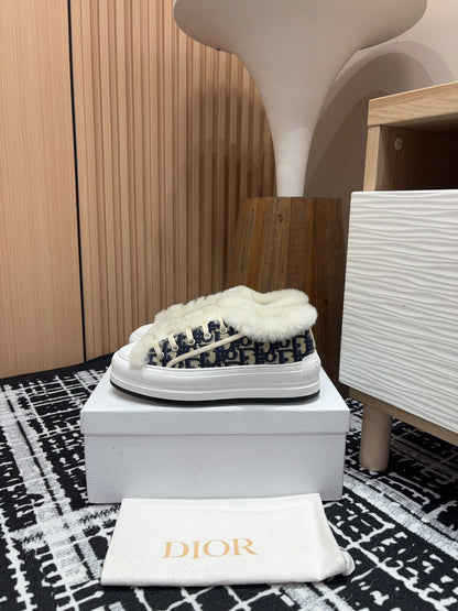 CD Walk'n'Dior Platform Sneaker Black Mix charcoal Blue Oblique Jacquard And Fleece Lining
