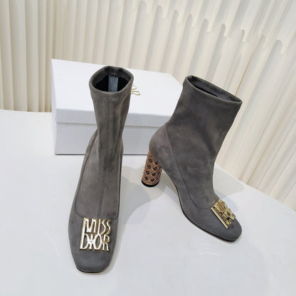 Miss Dior Ankle Boots 80mm Grey Suede 111378