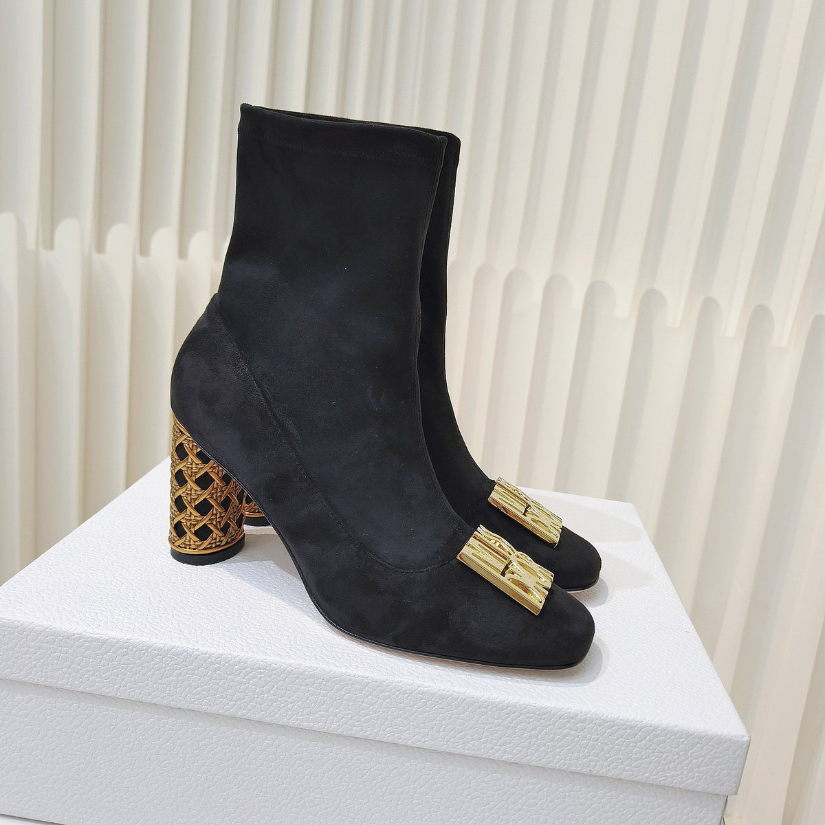 Miss Dior Ankle Boots 80mm Black Suede 111382