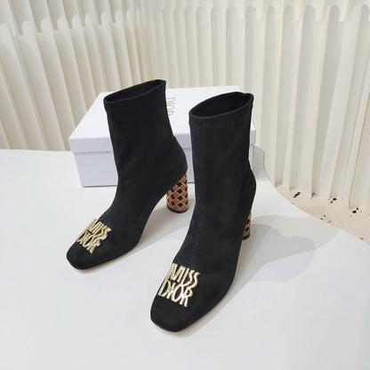 Miss Dior Ankle Boots 80mm Black Suede 111382