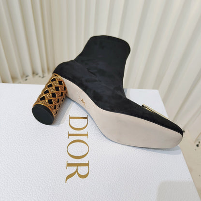 Miss Dior Ankle Boots 80mm Black Suede 111382