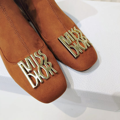 Miss Dior Ankle Boots 40mm Orange Brown Suede 111387