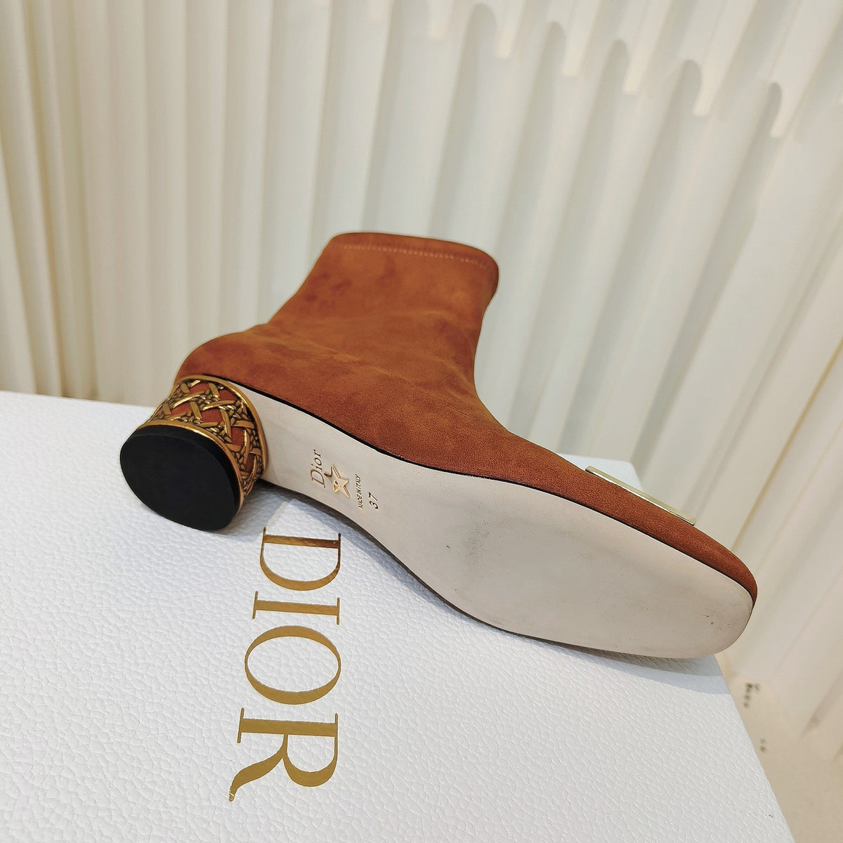 Miss Dior Ankle Boots 40mm Orange Brown Suede 111387