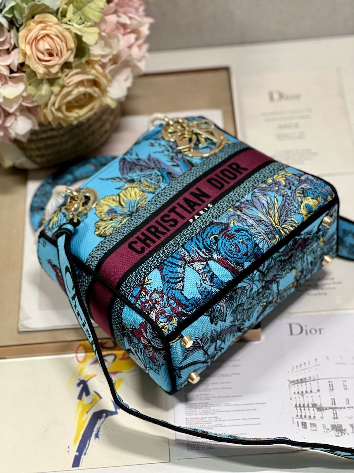 CD Elephant Blue 24 Lady Dior Bag Canvas 336679
