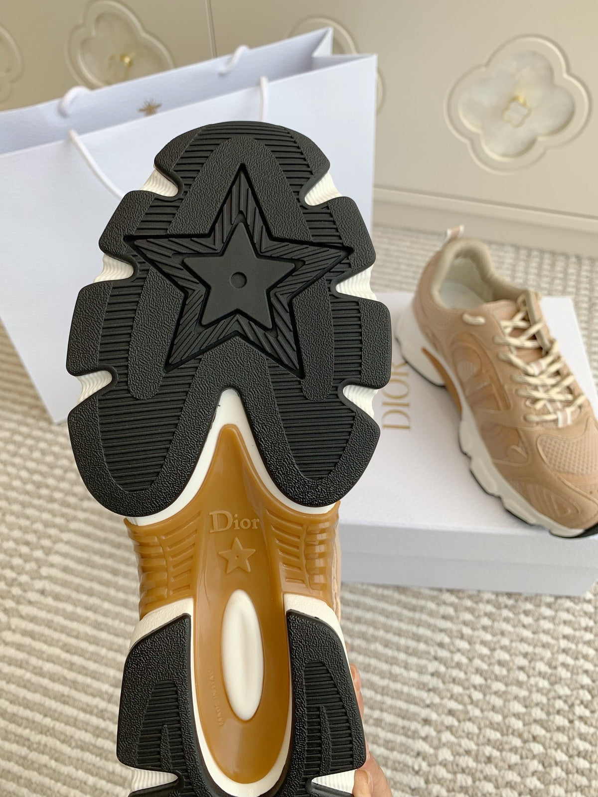 CD Chrono Sneaker In Brown Mesh Fabric And Suede  105381