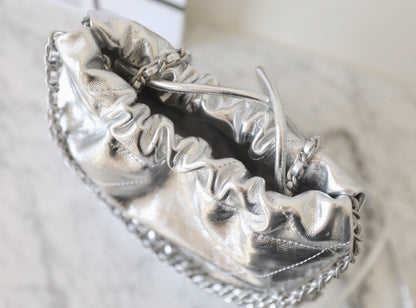 25C Hobo 22 Bag 19cm Silver Metalic Lambskin