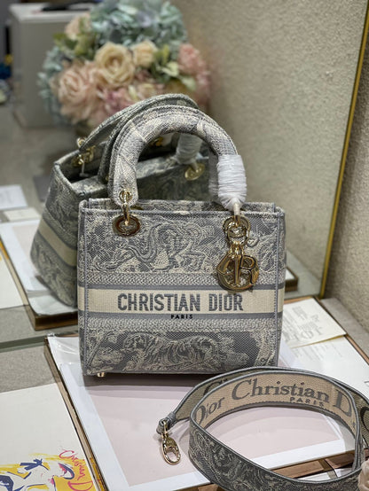 CD Gray Tiger 24 Lady Dior Bag Canvas 336660