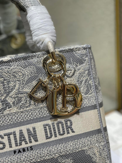 CD Gray Tiger 24 Lady Dior Bag Canvas 336660