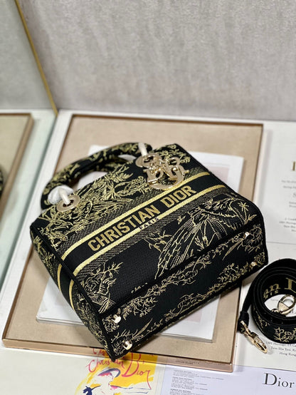 CD Black Magpie 24 Lady Dior Bag Canvas 336688