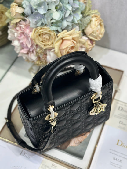 CD Medium Lady Dior 24 Bag Black Lambskin