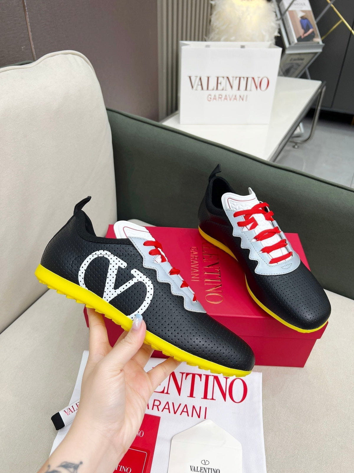 VT 25 Chromathon Sneaker Black Red Lambskin 352050