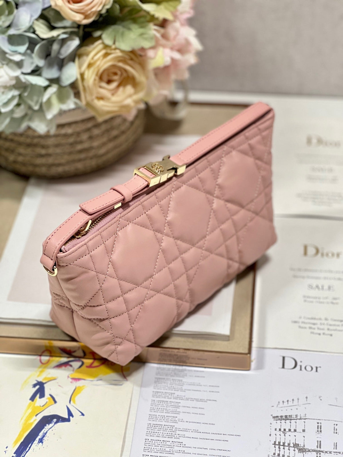 CD Medium Travel Nomad Clutch "Pink" Calfskin 336806