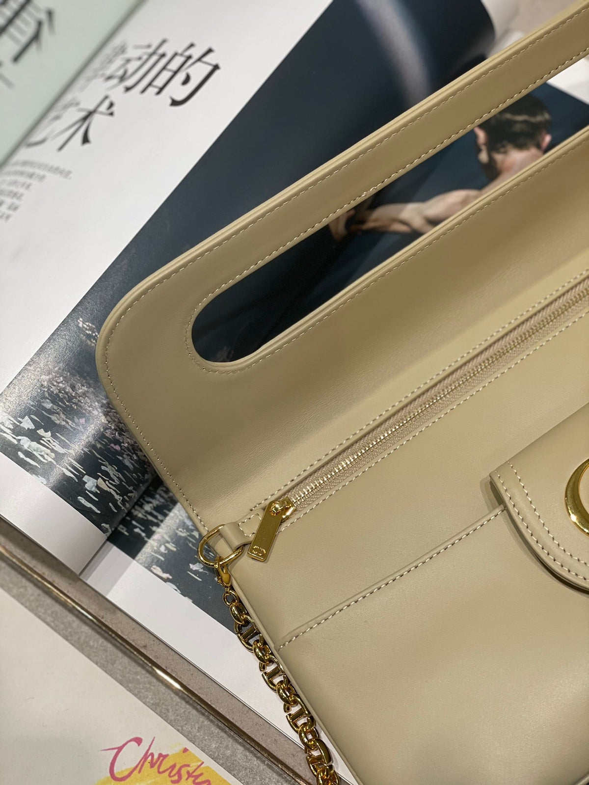 CD Diordouble Bag Beige Calfskin 336771