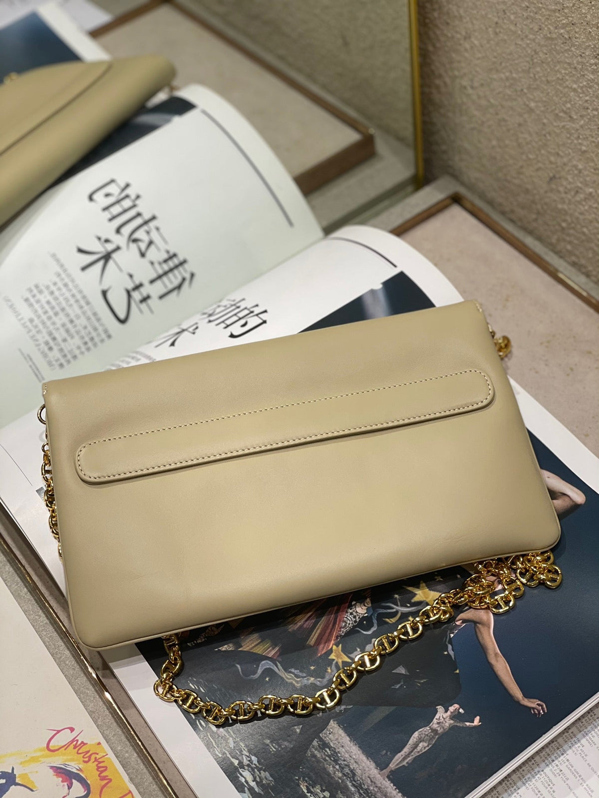 CD Diordouble Bag Beige Calfskin 336771
