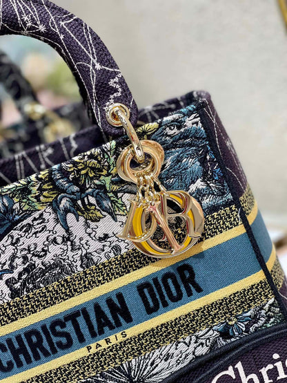 CD Blue Constellation 24 Lady Dior Bag Canvas 336724