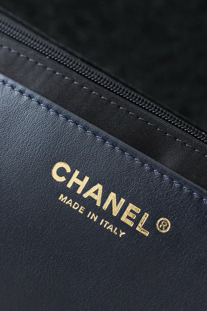 Chanel 2025 Maxi Flap Bag With Top Handle 56cm Black Wool Leather