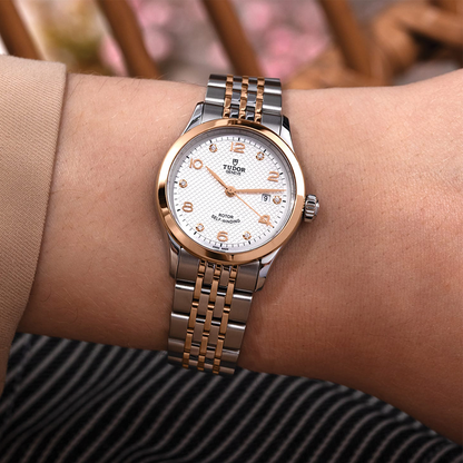 1926 Rose Gold Two-Tone 28mm - White, Diamond-Set on Bracelet