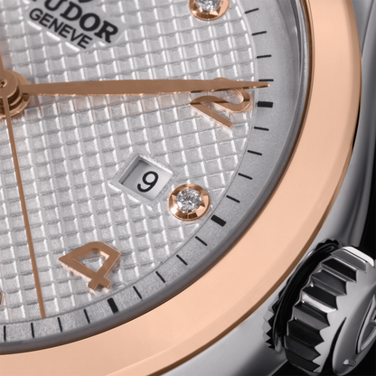 1926 Rose Gold Two-Tone 28mm - Silver, Diamond-Set on Bracelet