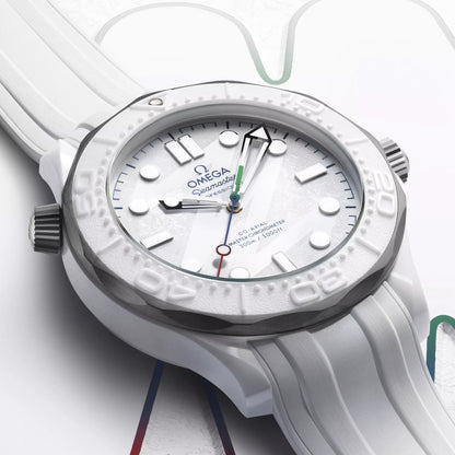 Seamaster Diver 300M Paralympic Milano Cortina 2026 43.5mm - White on Rubber Strap