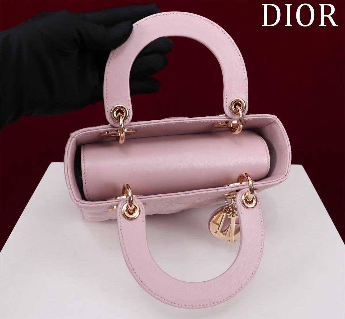 CD Medium Lady Dior 24 Bag Light Pink Lambskin