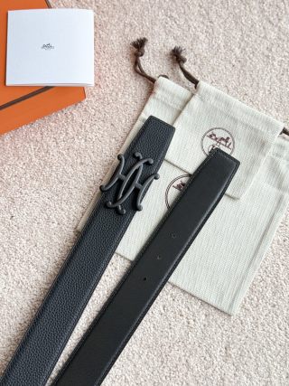 HM Buckle Belt Black Calfskin 187504