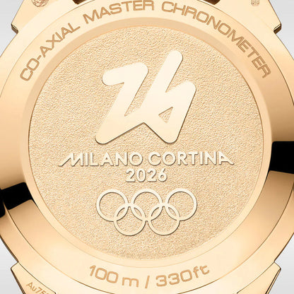 Seamaster Heritage Milano Cortina 2026 Moonshine‚ Gold 37mm - White on Leather Strap