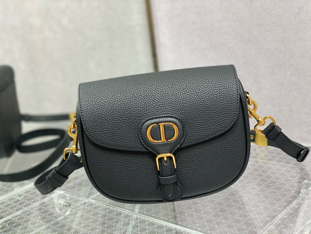 CD Medium Bobby Bag Black Calfskin Ghw