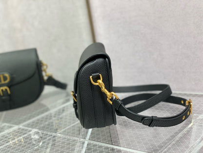 CD Medium Bobby Bag Black Calfskin Ghw
