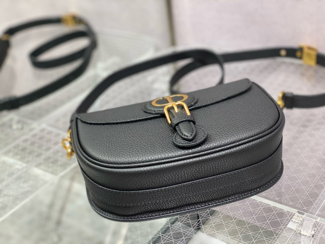 CD Medium Bobby Bag Black Calfskin Ghw
