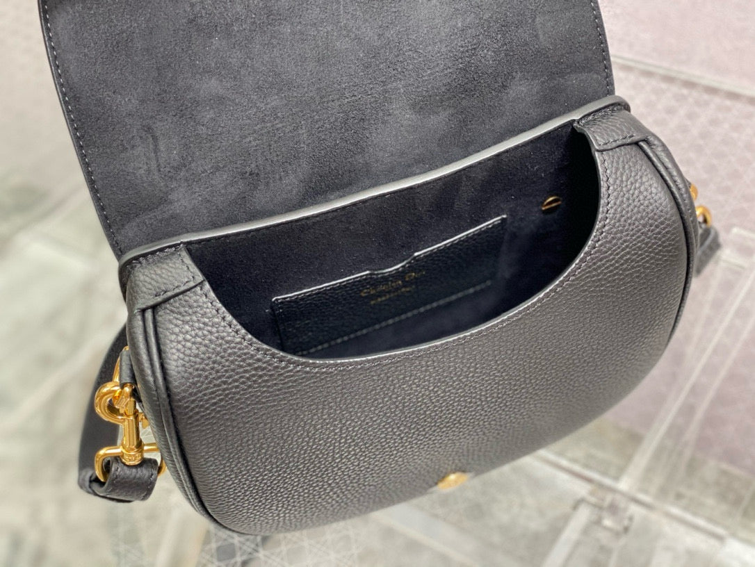 CD Medium Bobby Bag Black Calfskin Ghw