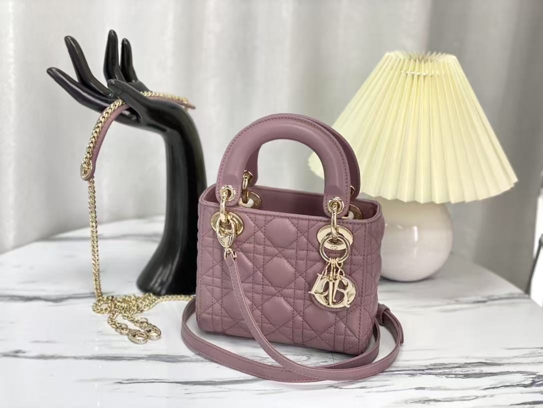 CD Lady Dior Bag Dusty Pink Lambskin
