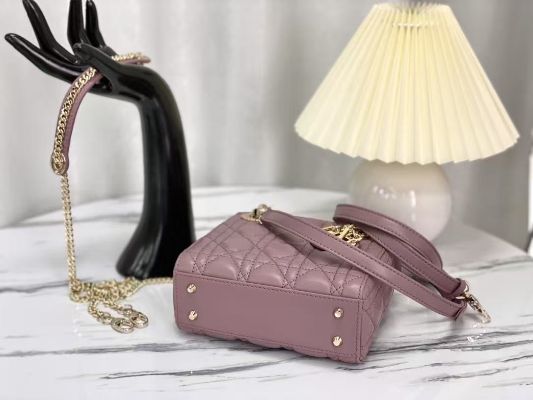CD Lady Dior Bag Dusty Pink Lambskin