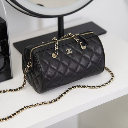 Chanel Black Caviar Bowling Bag Black calfskin