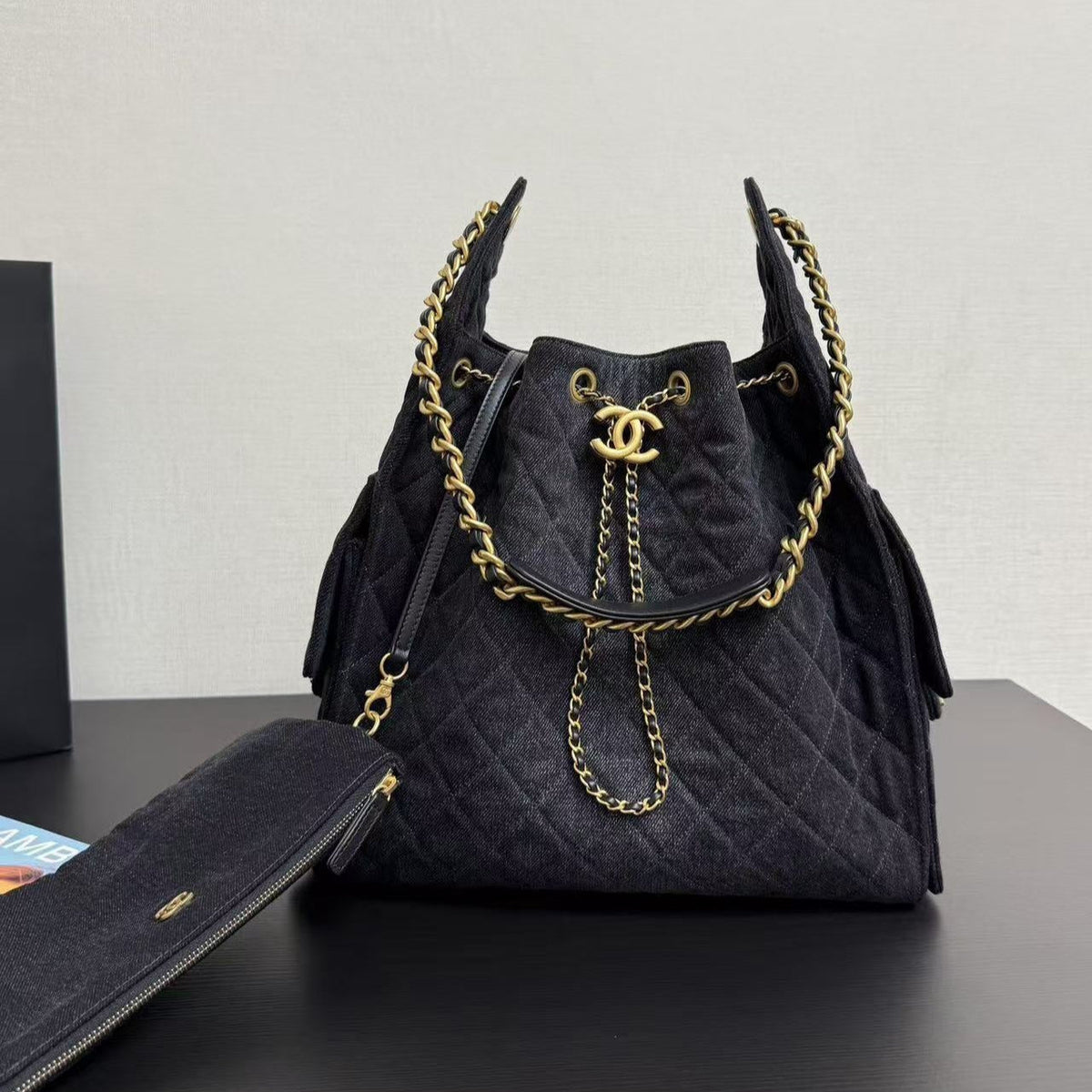 CC 25C Hobo Bag 40cm Black Denim